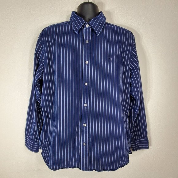American Eagle Mens Blue & White Striped Shirt XL Button Down Premium Vtg Fit - Picture 10 of 10